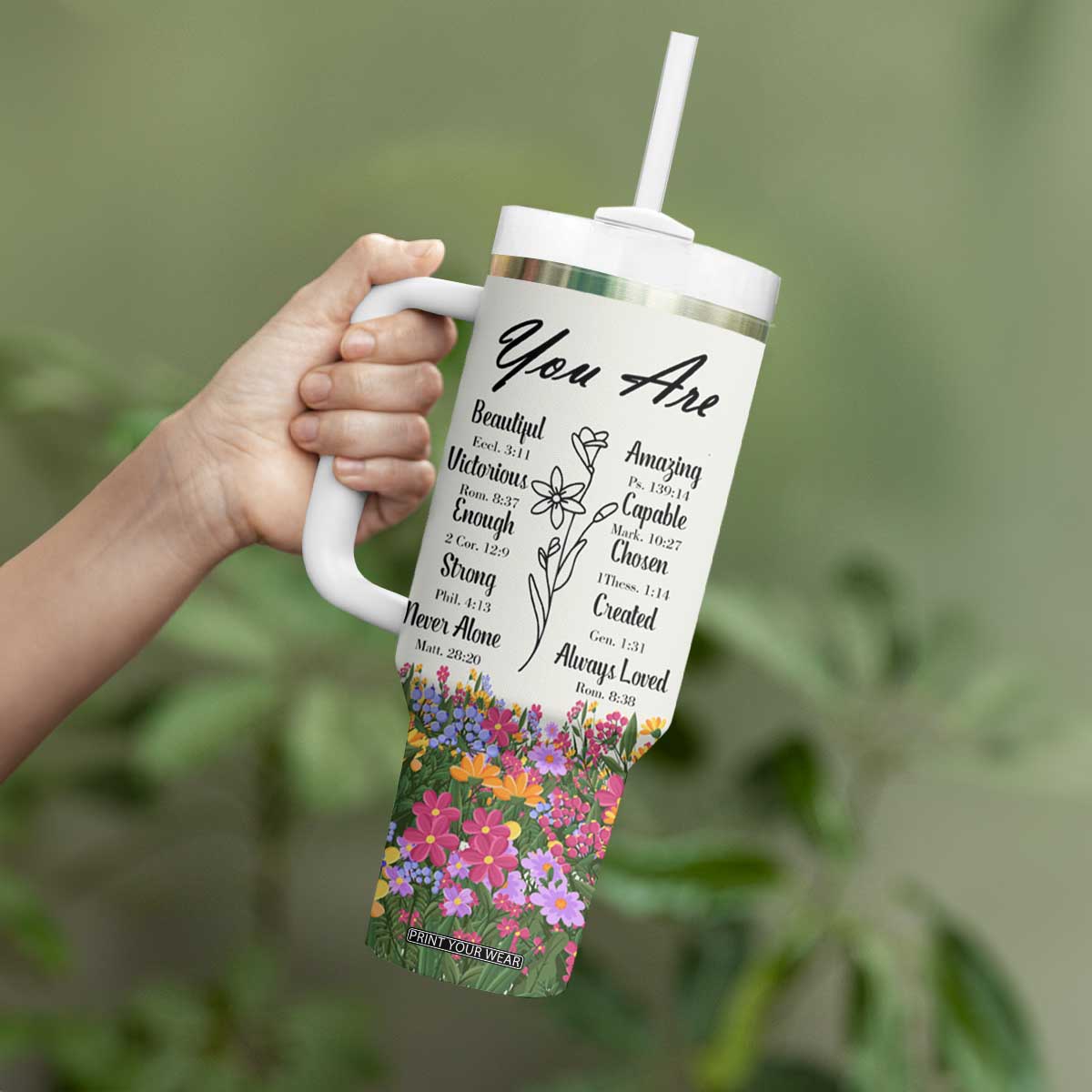 Uplifting Christian Faith Tumbler With Handle I Can Do All Things Through Christ Who Strengthans Me Bible Verse Motivation TB02 Print Your Wear