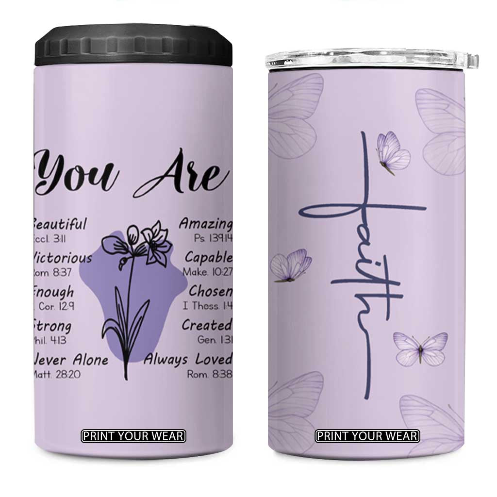 Uplifting Christian Faith 4 in 1 Can Cooler Tumbler You Are Affirmations Motivational Bible Verse TB02 One Size: 16 oz Violet Print Your Wear