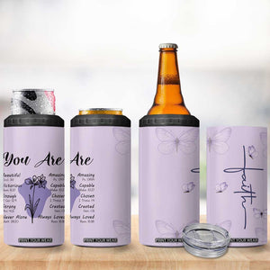Uplifting Christian Faith 4 in 1 Can Cooler Tumbler You Are Affirmations Motivational Bible Verse TB02 Print Your Wear