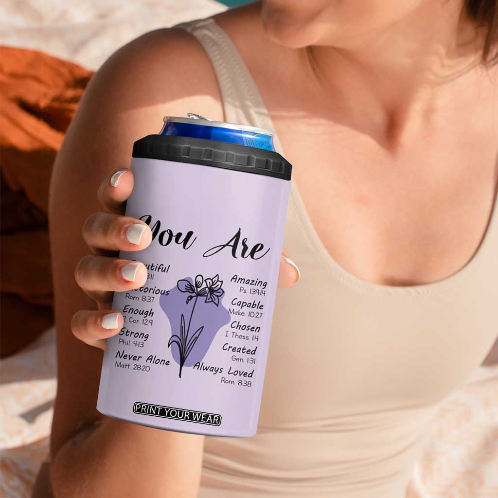 Uplifting Christian Faith 4 in 1 Can Cooler Tumbler You Are Affirmations Motivational Bible Verse TB02 Print Your Wear
