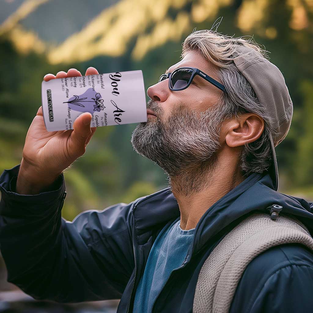 Uplifting Christian Faith 4 in 1 Can Cooler Tumbler You Are Affirmations Motivational Bible Verse TB02 Print Your Wear