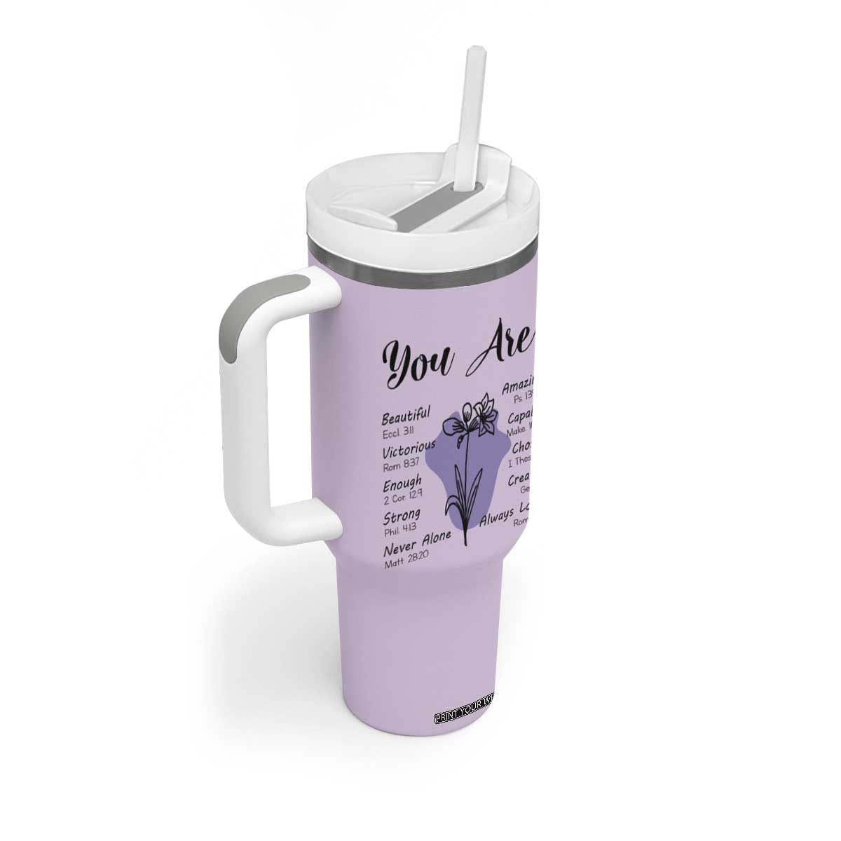 Uplifting Christian Faith Tumbler With Handle You Are Affirmations Motivational Bible Verse TB02 Print Your Wear