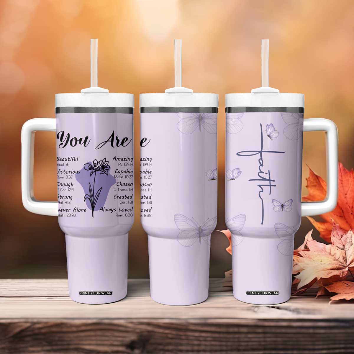 Uplifting Christian Faith Tumbler With Handle You Are Affirmations Motivational Bible Verse TB02 Print Your Wear