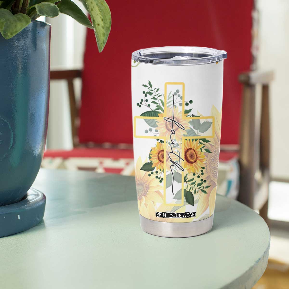 Uplifting Christian Faith Sunflower Tumbler Cup You Are Motivational Bible Verse TB02 Print Your Wear
