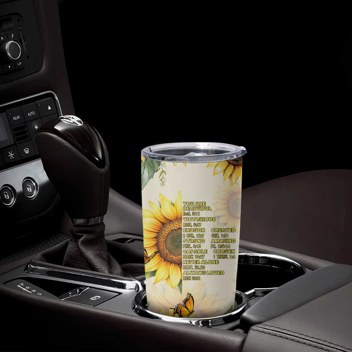 Uplifting Christian Faith Sunflower Tumbler Cup Bible Verse Affirmations Botanical TB02 Print Your Wear