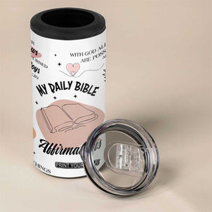 Daily Bible Affirmations 4 in 1 Can Cooler Tumbler Christian Faith Motivation Uplifting Religious Gift TB02 Print Your Wear
