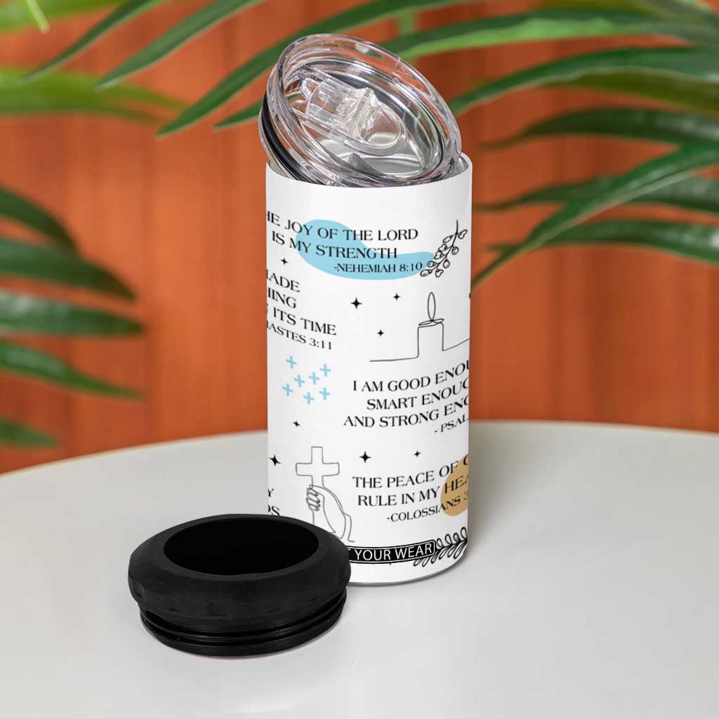 Daily Bible Affirmations 4 in 1 Can Cooler Tumbler Christian Faith Motivation Uplifting Religious Gift TB02 Print Your Wear
