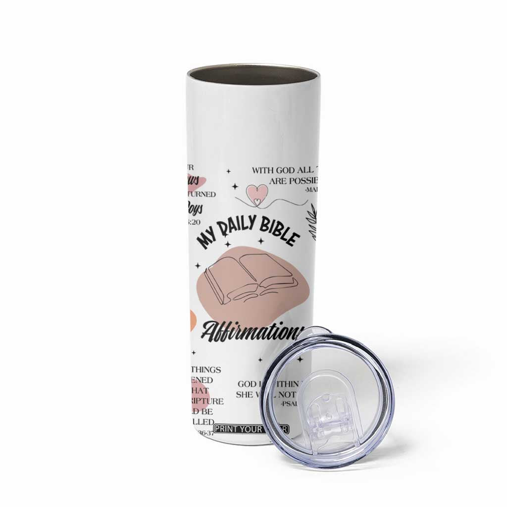 Daily Bible Affirmations Skinny Tumbler Christian Faith Motivation Uplifting Religious Gift TB02 Print Your Wear