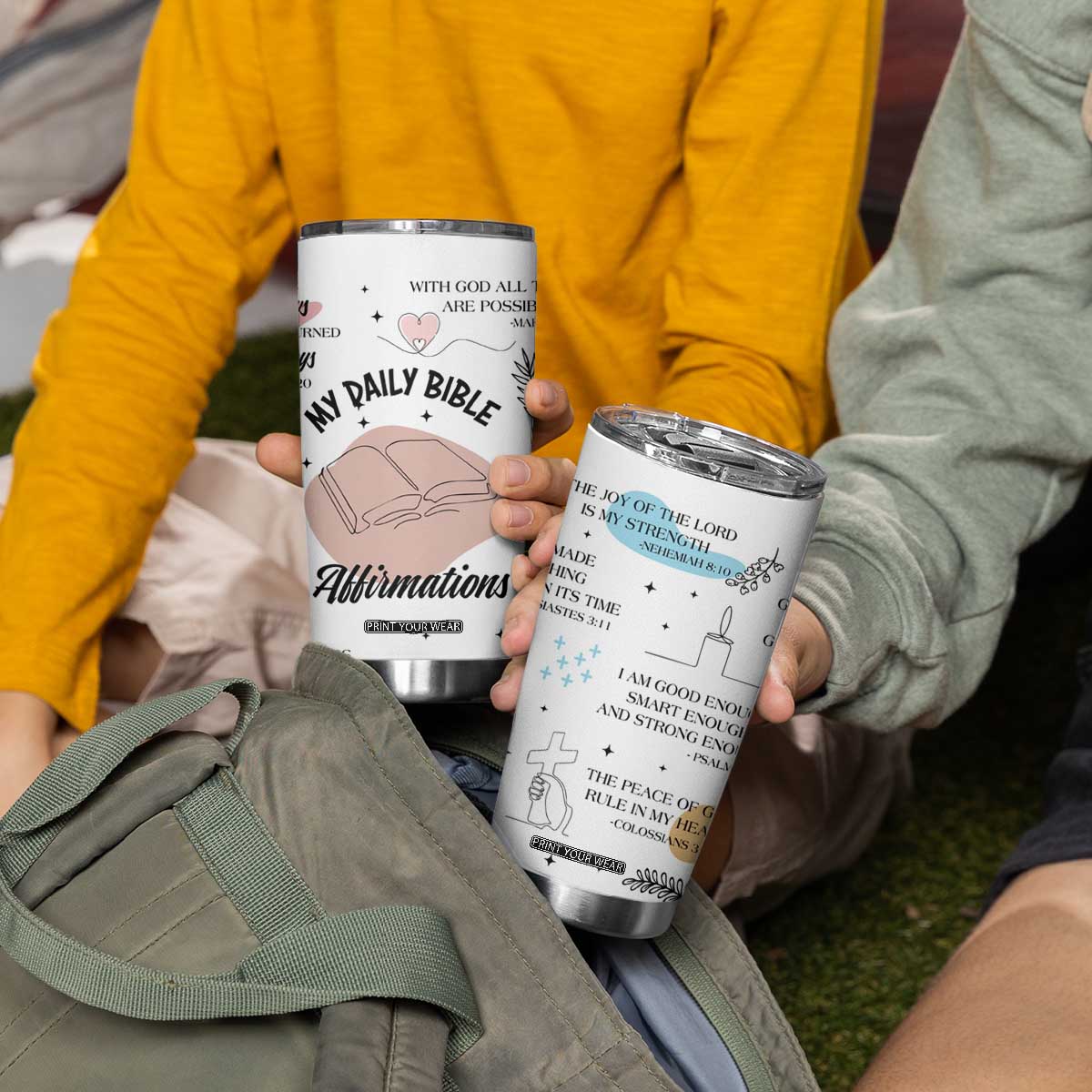 Daily Bible Affirmations Tumbler Cup Christian Faith Motivation Uplifting Religious Gift TB02 Print Your Wear