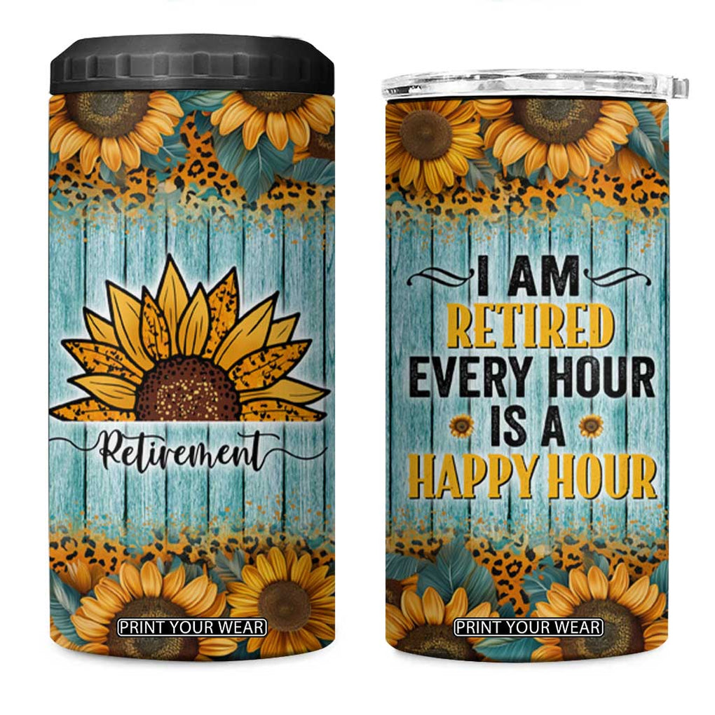 Funny Retirement Gifts For Women 4 in 1 Can Cooler Tumbler Retired Every Hour Is A Happy Hour TB09 One Size: 16 oz Blue Wood Print Your Wear