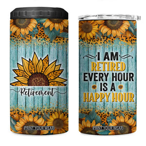 Funny Retirement Gifts For Women 4 in 1 Can Cooler Tumbler Retired Every Hour Is A Happy Hour TB09 One Size: 16 oz Blue Wood Print Your Wear