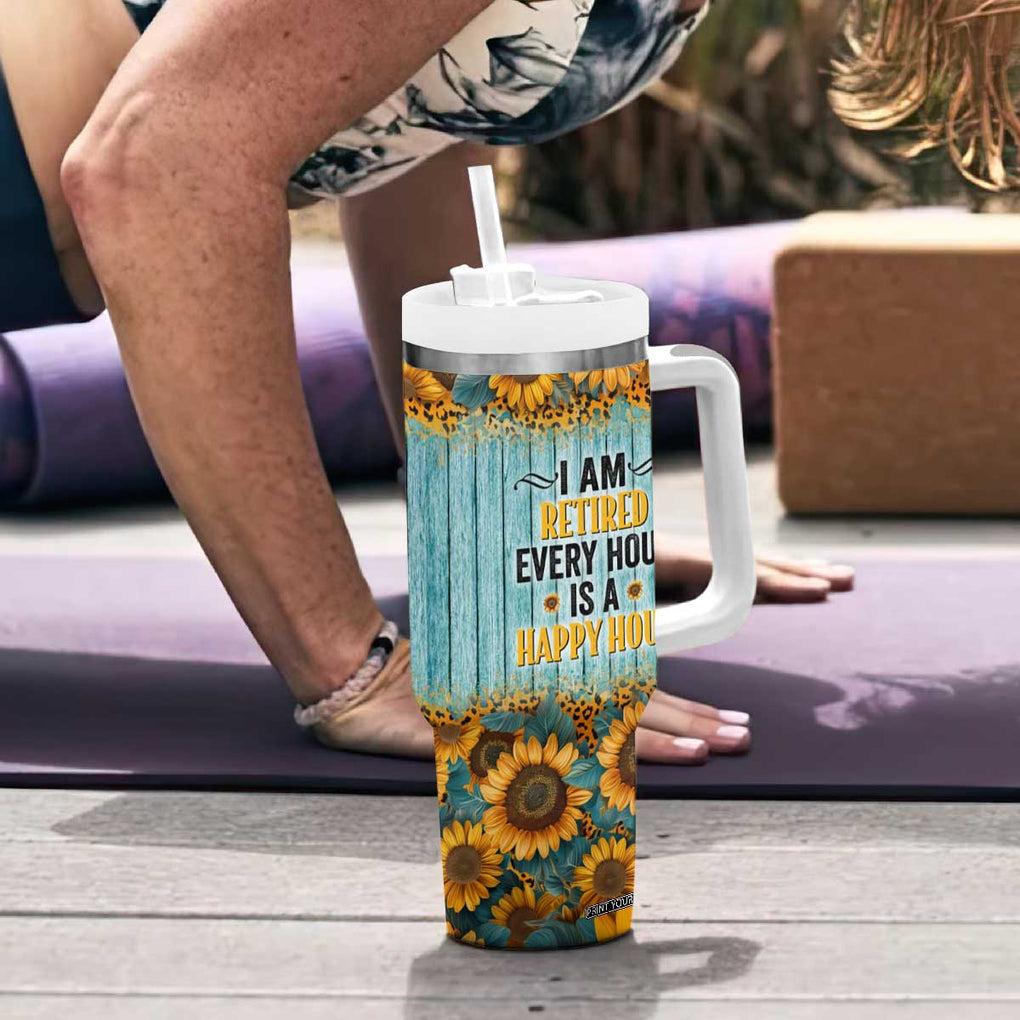 Funny Retirement Gifts For Women Tumbler With Handle Retired Every Hour Is A Happy Hour TB09 Print Your Wear