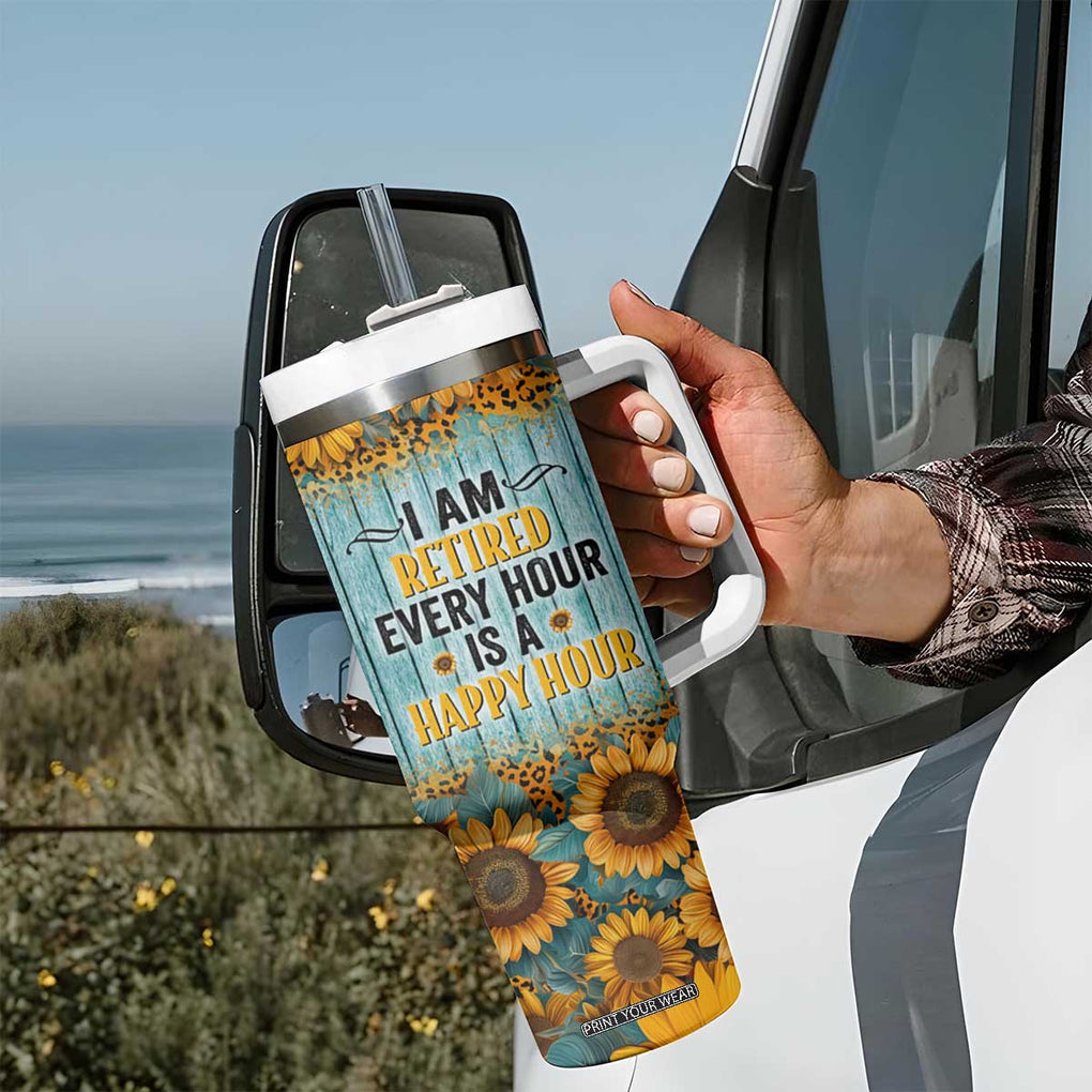 Funny Retirement Gifts For Women Tumbler With Handle Retired Every Hour Is A Happy Hour TB09 Print Your Wear