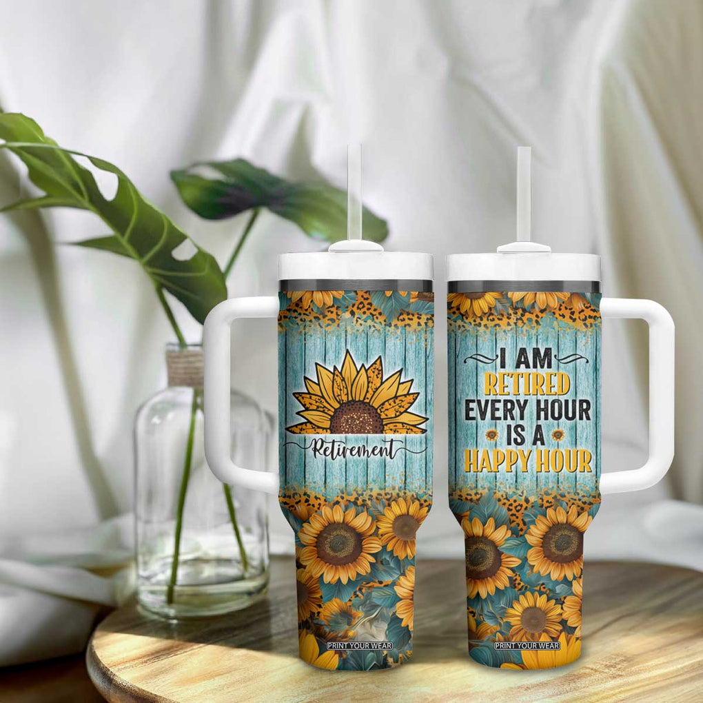 Funny Retirement Gifts For Women Tumbler With Handle Retired Every Hour Is A Happy Hour TB09 Print Your Wear