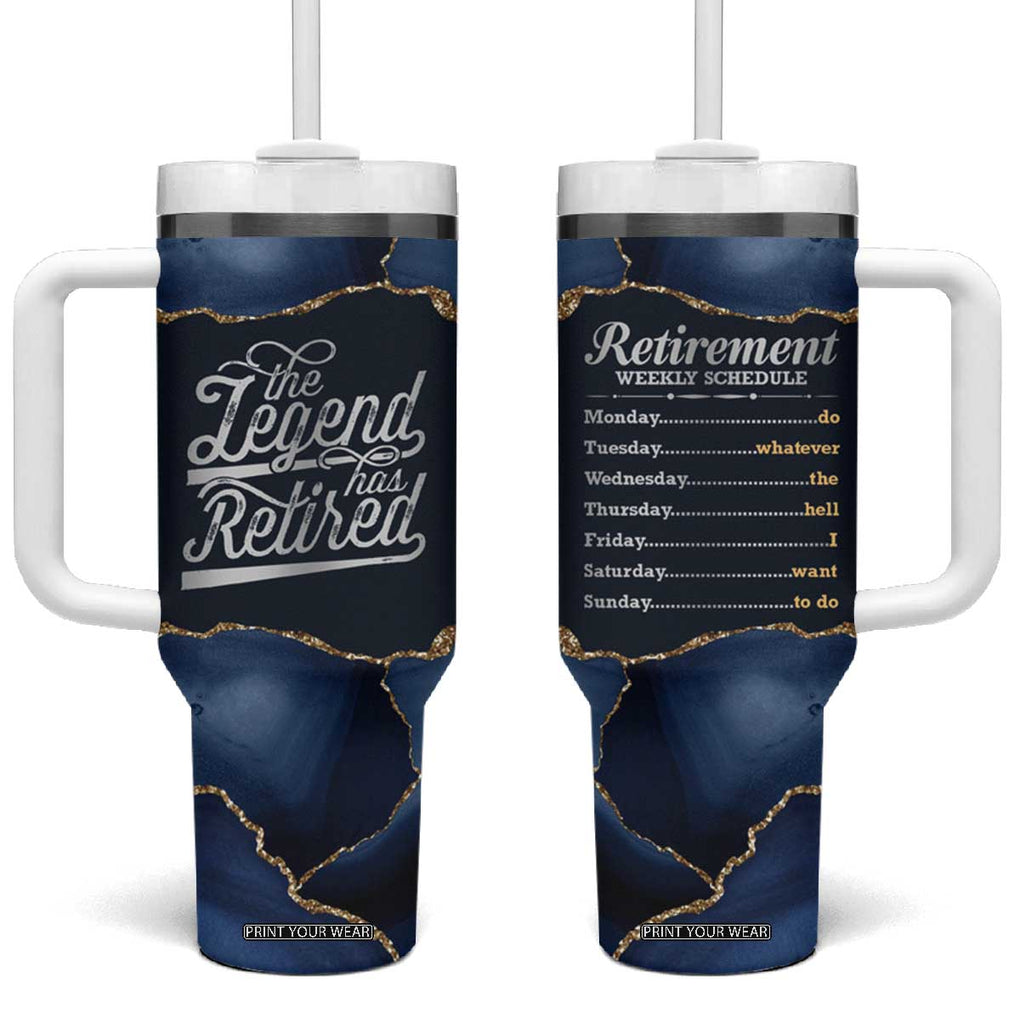 The Legend Has Retired Tumbler With Handle Do Whatever The Hell You Want To Do Retirement Gifts TB09 One Size: 40 oz Navy Print Your Wear