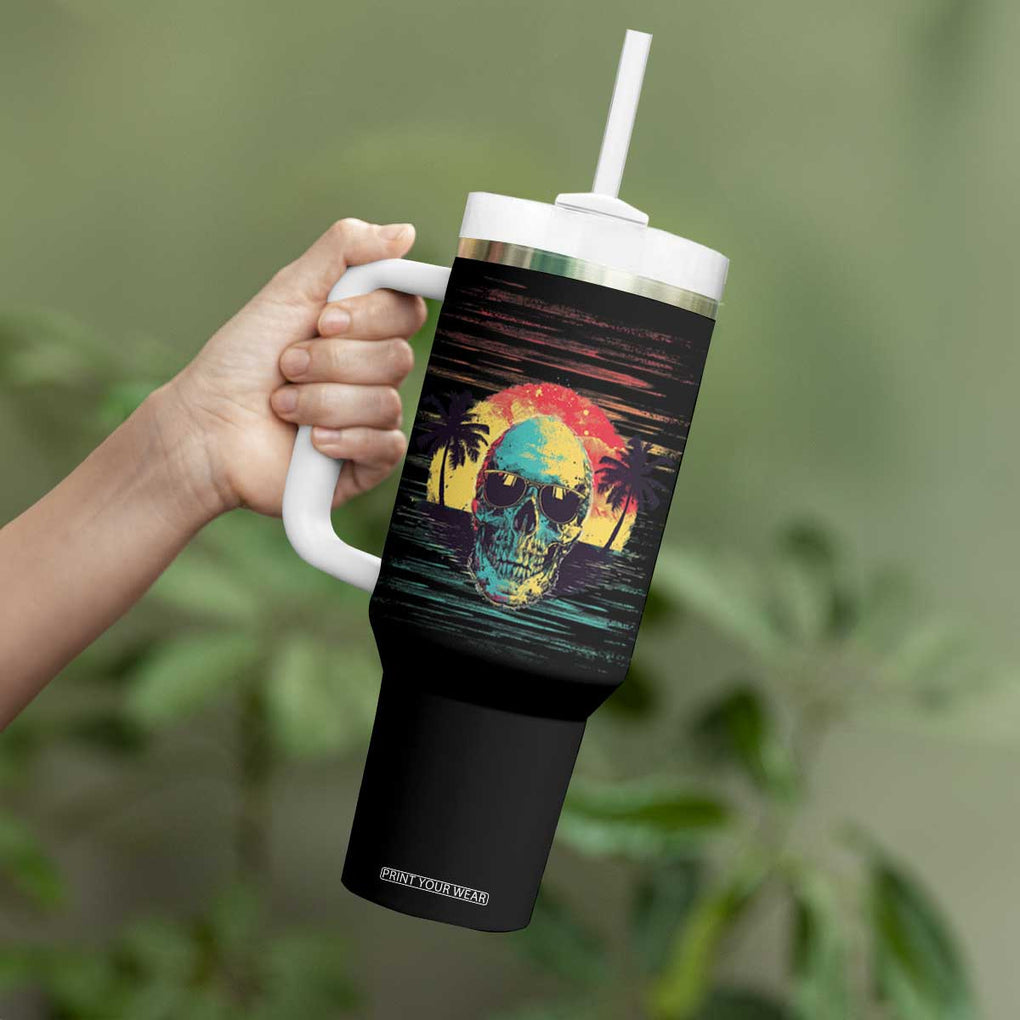The Legend Has Retired Tumbler With Handle Happy Retirement Gift Retro Skull Beach TB09 Print Your Wear