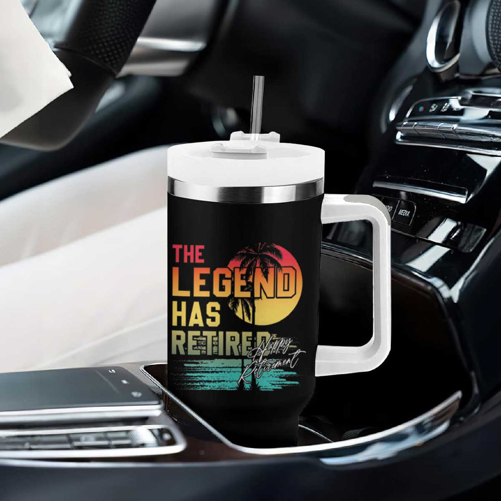 The Legend Has Retired Tumbler With Handle Happy Retirement Gift Retro Skull Beach TB09 Print Your Wear