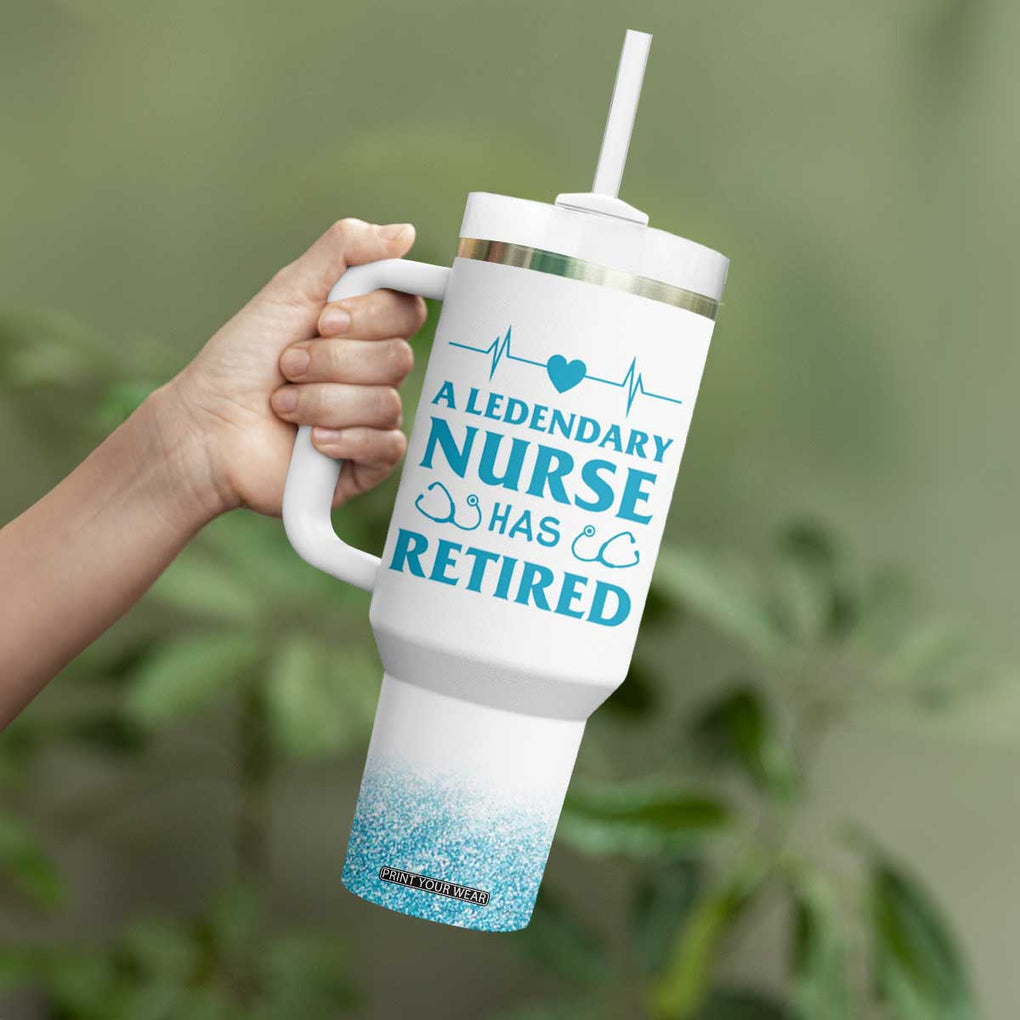 Retired Nurse Tumbler With Handle A Legendary Nurse Has Retired Officially Discharged 2024 TB09 Print Your Wear