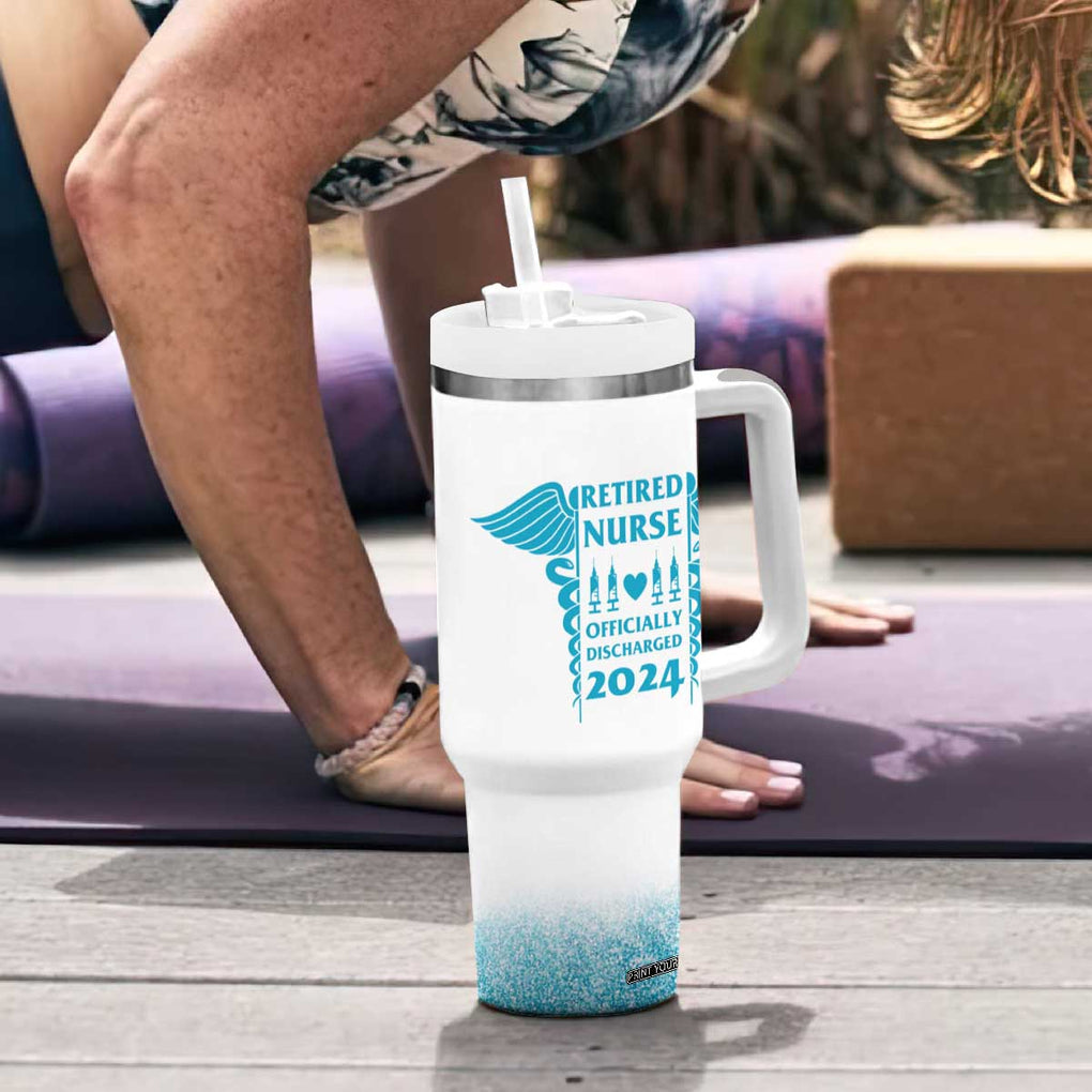 Retired Nurse Tumbler With Handle A Legendary Nurse Has Retired Officially Discharged 2024 TB09 Print Your Wear