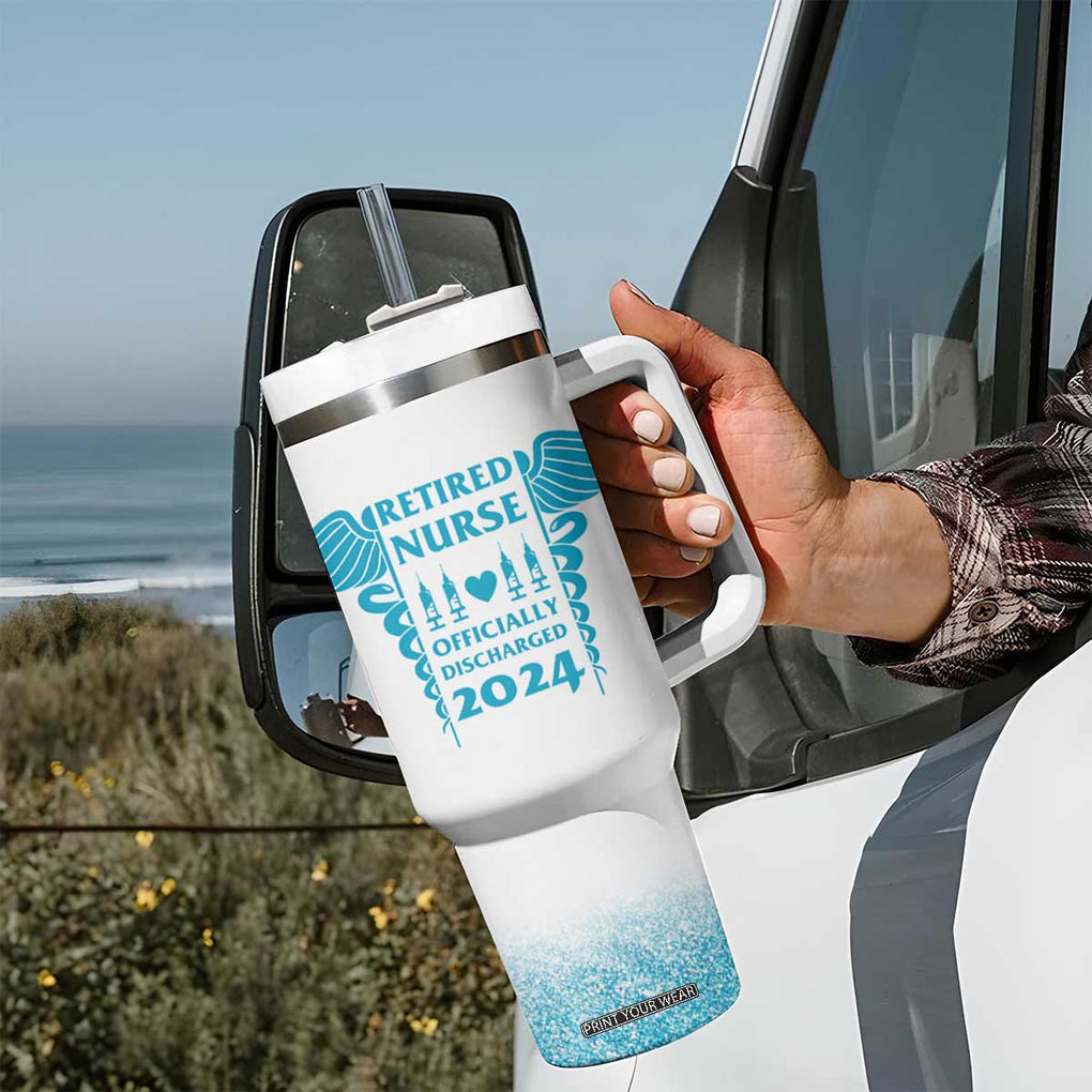 Retired Nurse Tumbler With Handle A Legendary Nurse Has Retired Officially Discharged 2024 TB09 Print Your Wear