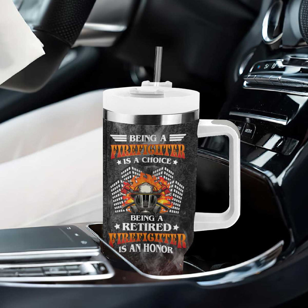 Retired Firefighter Tumbler With Handle Being A Retired Firefighter Is An Honor Retirement Gift TB09 Print Your Wear