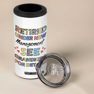Funny Grandma Retirement 4 in 1 Can Cooler Tumbler Retired Under New Management See Grandkids For Details TB09 Print Your Wear