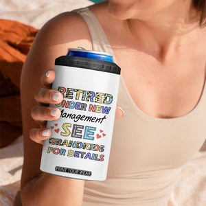 Funny Grandma Retirement 4 in 1 Can Cooler Tumbler Retired Under New Management See Grandkids For Details TB09 Print Your Wear