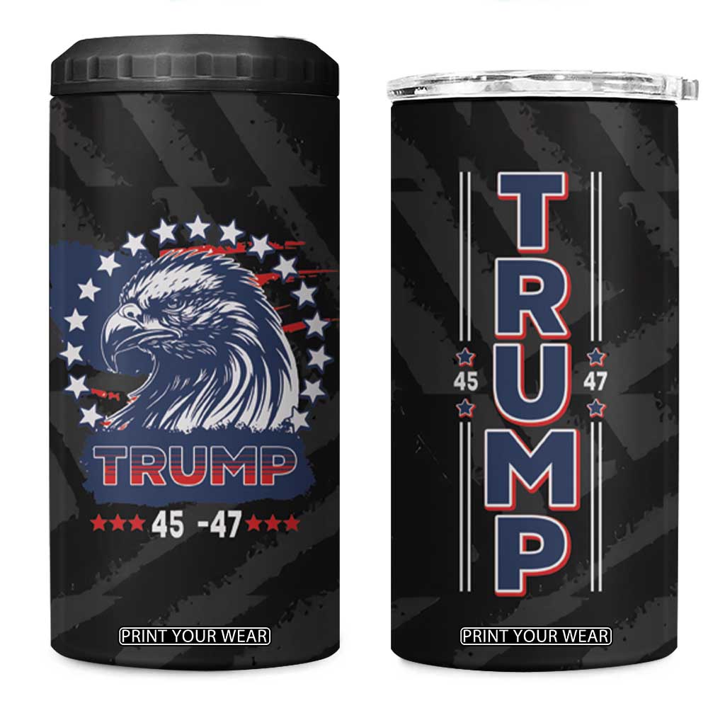 Trump 45 47 4 in 1 Can Cooler Tumbler Patriotic American Eagle TB09 One Size: 16 oz Black Print Your Wear