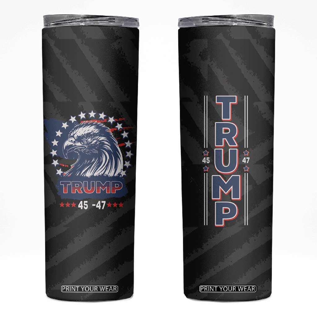 Trump 45 47 Skinny Tumbler Patriotic American Eagle TB09 Black Print Your Wear