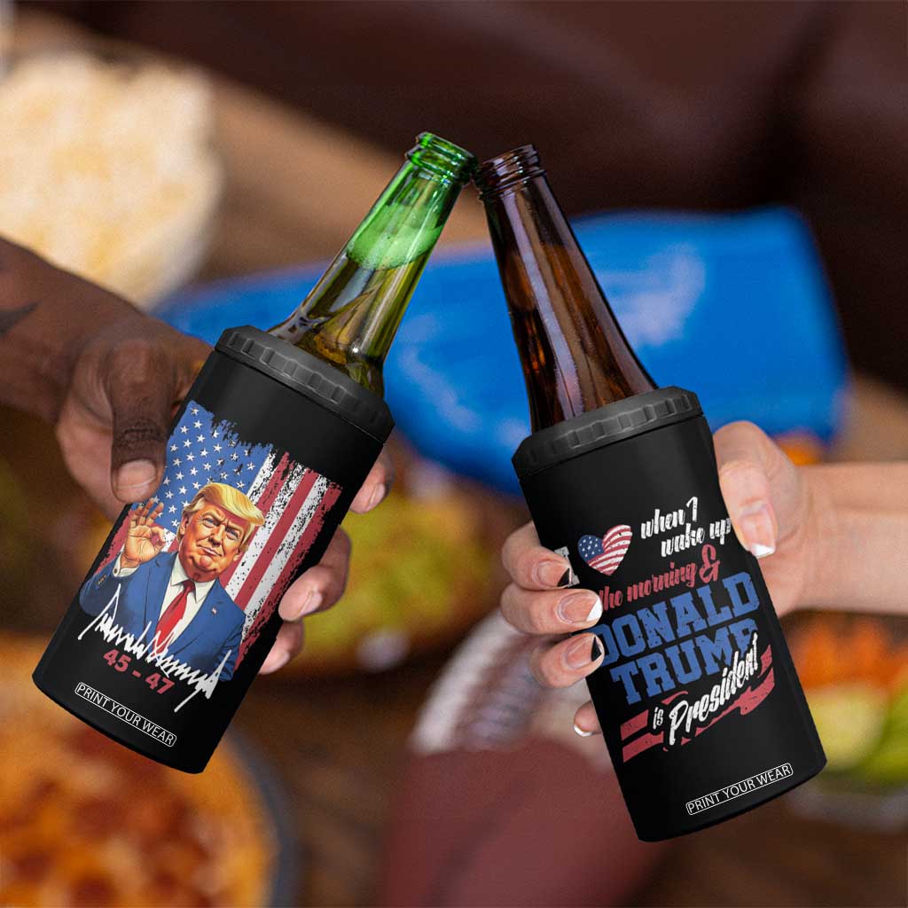 Trump Fan 4 in 1 Can Cooler Tumbler I Love When I Wake Up in the Morning Donald Trump President TB09 Print Your Wear