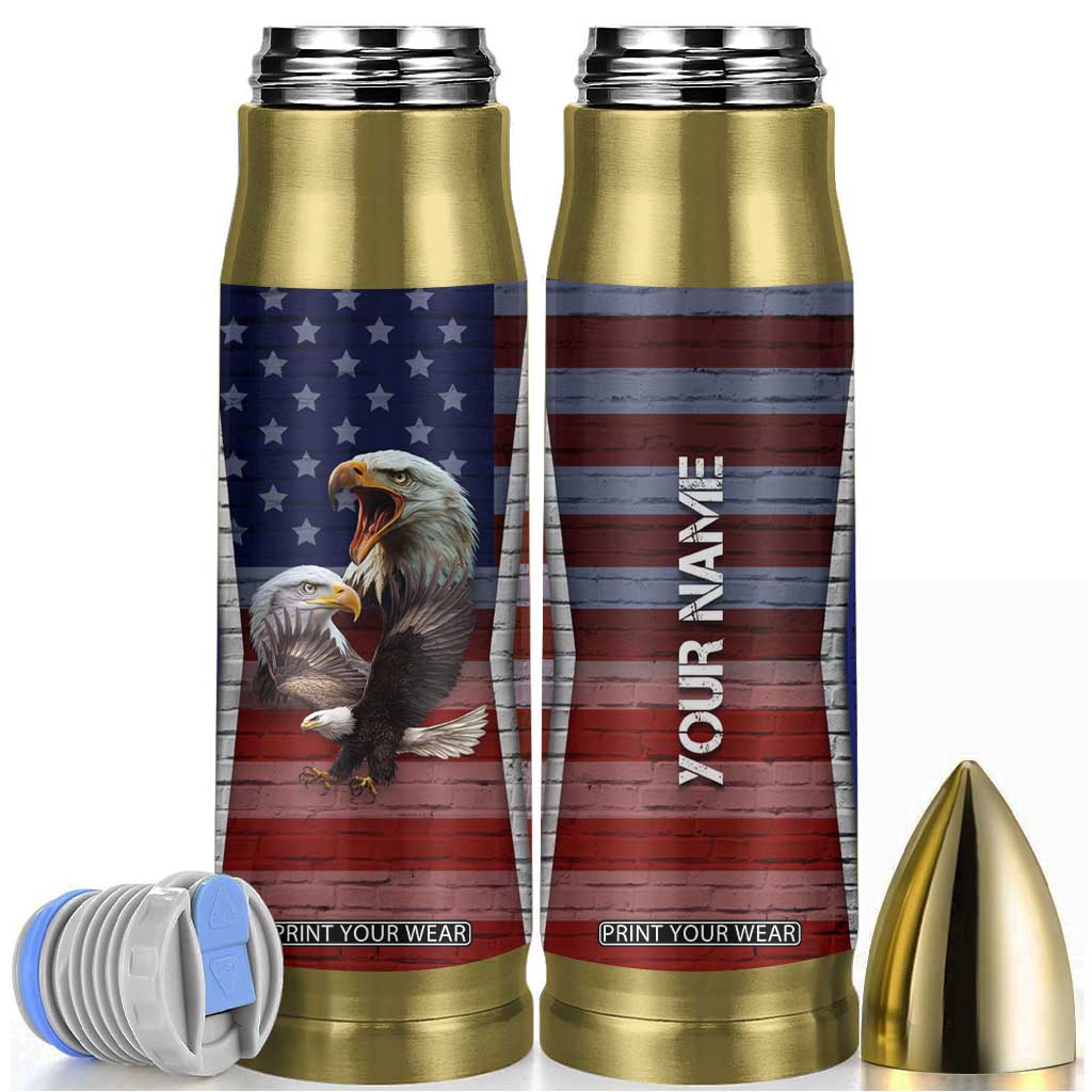 Personalized Eagle American Flag Bullet Tumbler Custom Name Patriotic Gifts For Men TB09 American Flag Print Your Wear