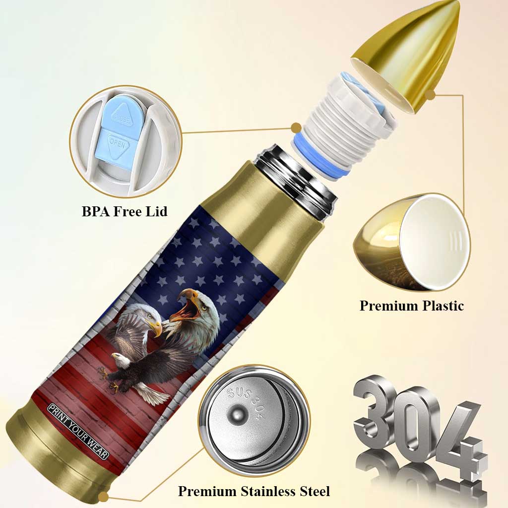 Personalized Eagle American Flag Bullet Tumbler Custom Name Patriotic Gifts For Men TB09 Print Your Wear