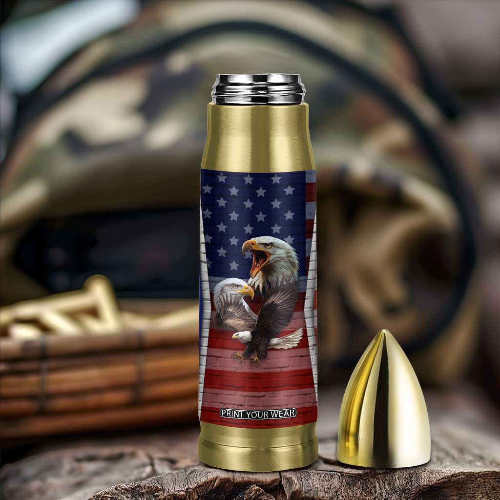 Personalized Eagle American Flag Bullet Tumbler Custom Name Patriotic Gifts For Men TB09 Print Your Wear