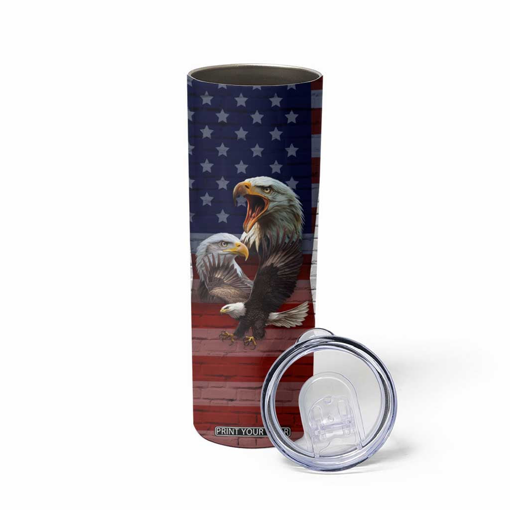 Personalized Eagle American Flag Skinny Tumbler Custom Name Patriotic Gifts For Men TB09 Print Your Wear
