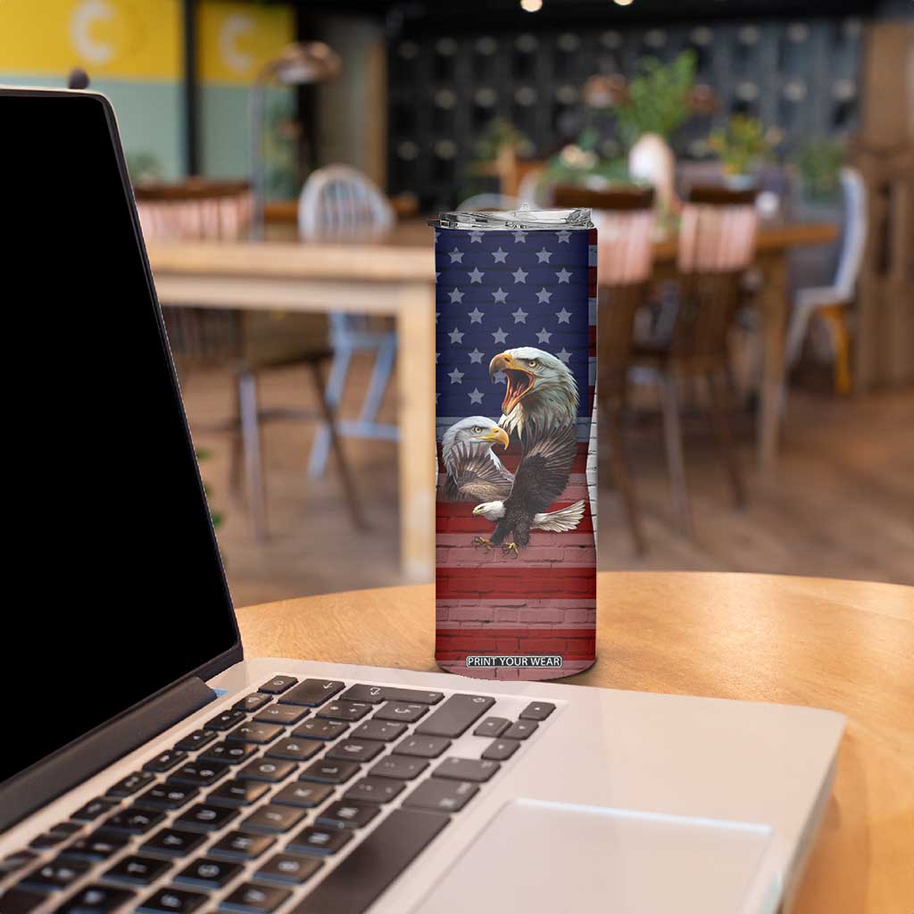 Personalized Eagle American Flag Skinny Tumbler Custom Name Patriotic Gifts For Men TB09 Print Your Wear