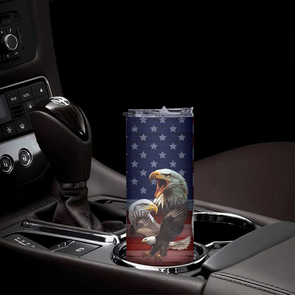 Personalized Eagle American Flag Skinny Tumbler Custom Name Patriotic Gifts For Men TB09 Print Your Wear