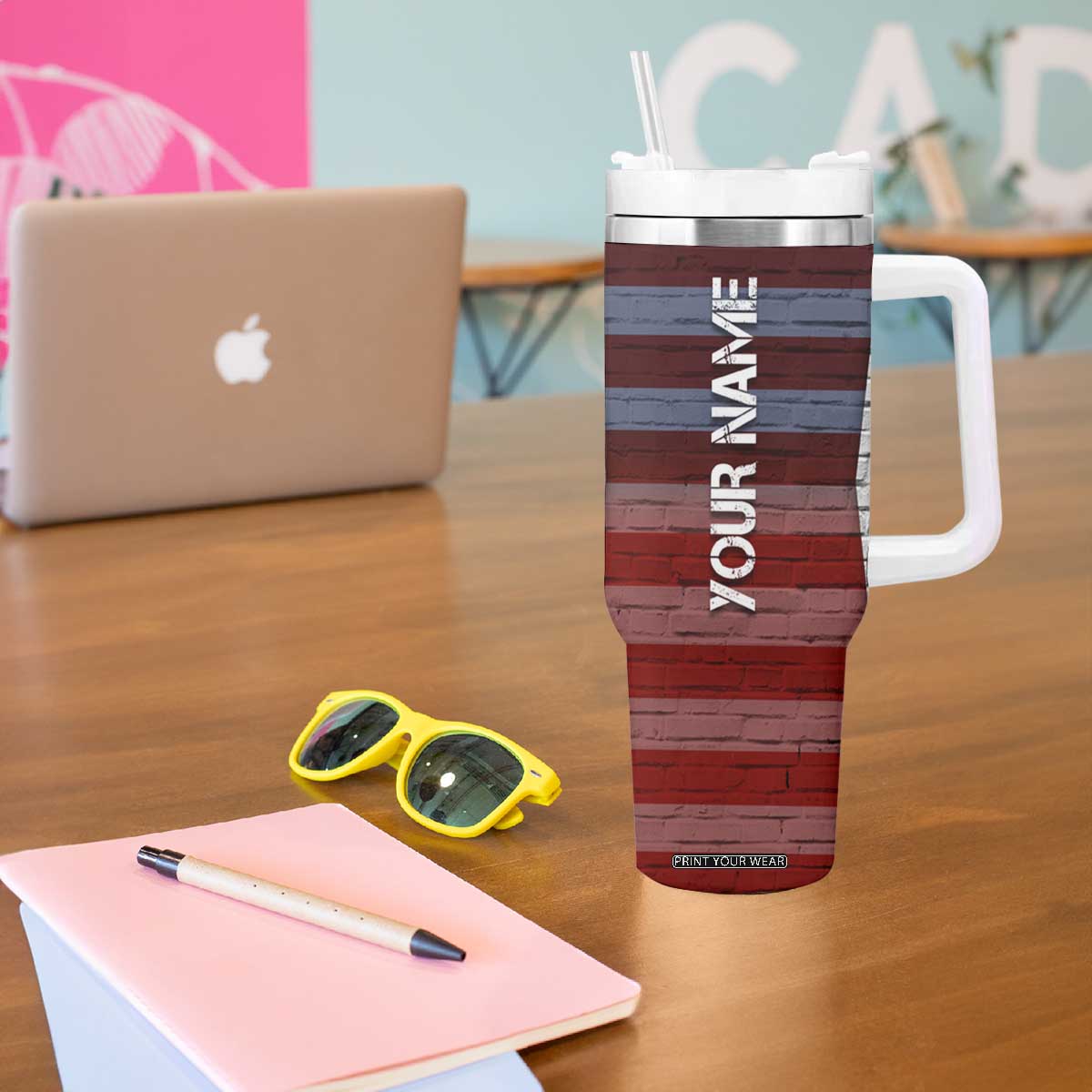 Personalized Eagle American Flag Tumbler With Handle Custom Name Patriotic Gifts For Men TB09 Print Your Wear