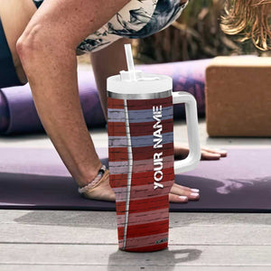 Personalized Eagle American Flag Tumbler With Handle Custom Name Patriotic Gifts For Men TB09 Print Your Wear