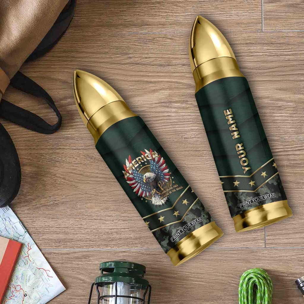 Personalized American Patriot Bullet Tumbler Custom Name Land Of The Free Because Of The Brave TB09 Print Your Wear