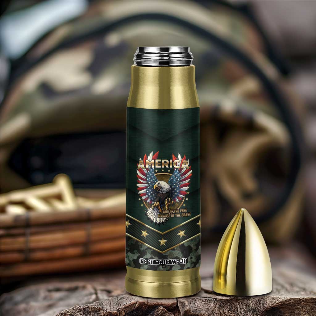 Personalized American Patriot Bullet Tumbler Custom Name Land Of The Free Because Of The Brave TB09 Print Your Wear