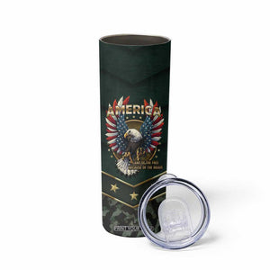 Personalized American Patriot Skinny Tumbler Custom Name Land Of The Free Because Of The Brave TB09 Print Your Wear