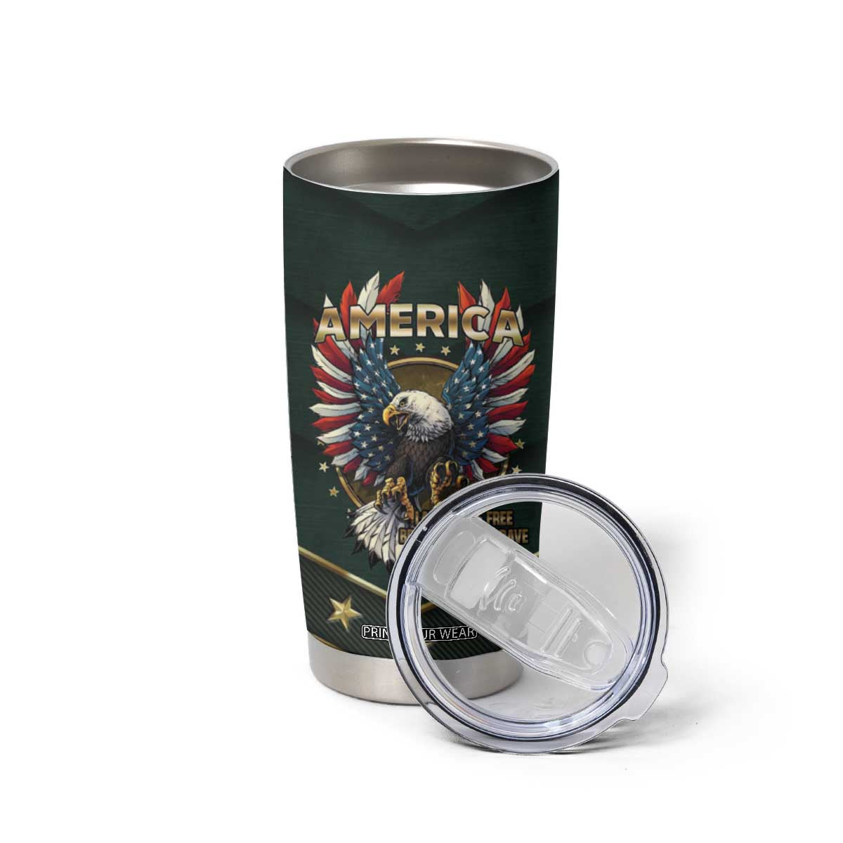 Personalized American Patriot Tumbler Cup Custom Name Land Of The Free Because Of The Brave TB09 Print Your Wear