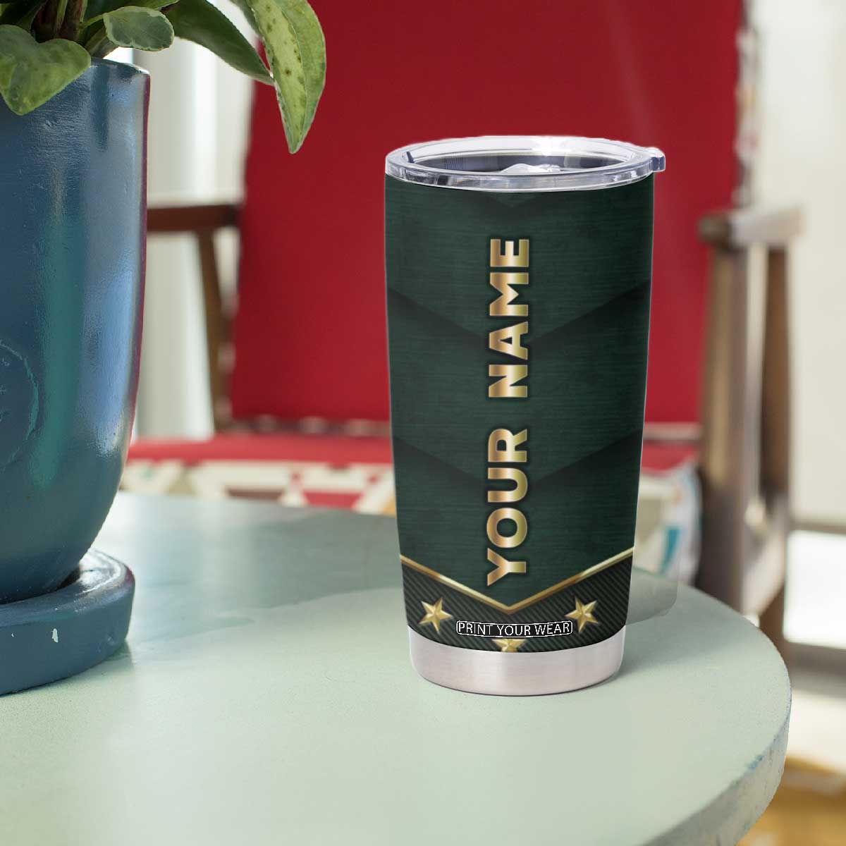 Personalized American Patriot Tumbler Cup Custom Name Land Of The Free Because Of The Brave TB09 Print Your Wear