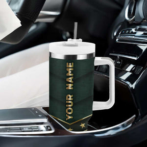 Personalized American Patriot Tumbler With Handle Custom Name Land Of The Free Because Of The Brave TB09 Print Your Wear