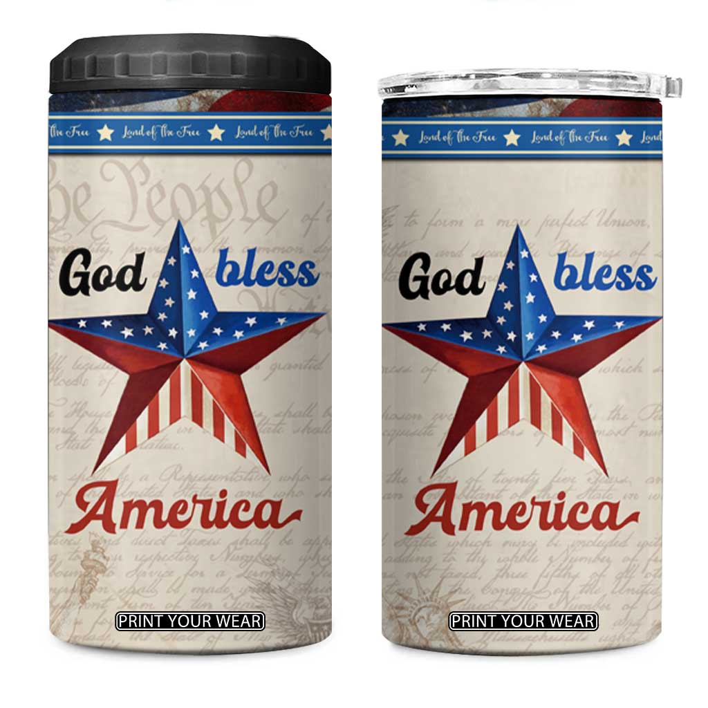 American Patriot Christian 4 in 1 Can Cooler Tumbler God Bless America TB09 One Size: 16 oz Patriotic Print Your Wear