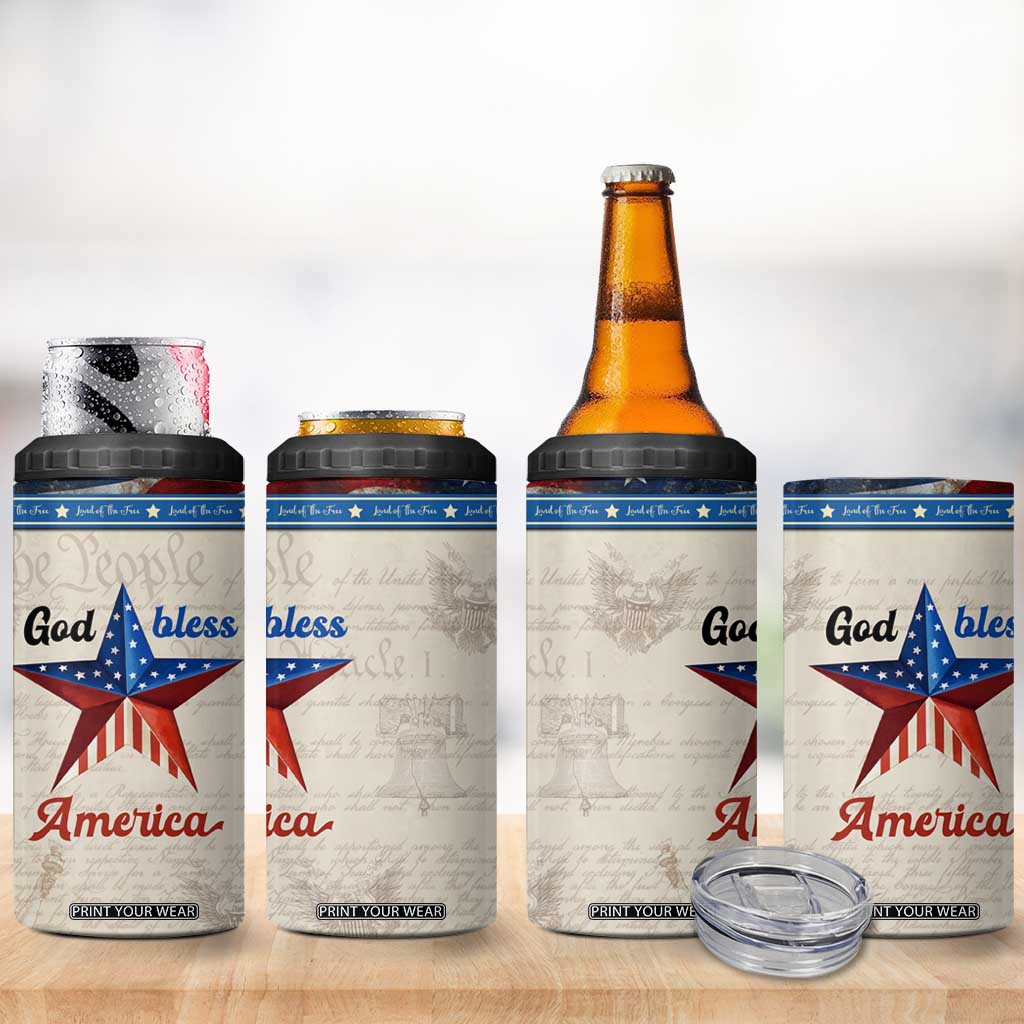 American Patriot Christian 4 in 1 Can Cooler Tumbler God Bless America TB09 Print Your Wear