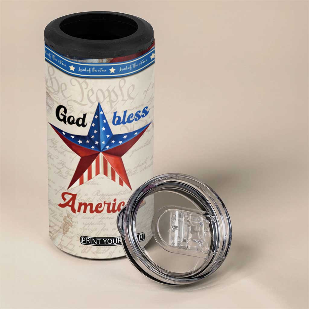 American Patriot Christian 4 in 1 Can Cooler Tumbler God Bless America TB09 Print Your Wear