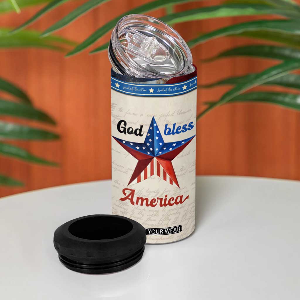 American Patriot Christian 4 in 1 Can Cooler Tumbler God Bless America TB09 Print Your Wear