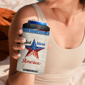 American Patriot Christian 4 in 1 Can Cooler Tumbler God Bless America TB09 Print Your Wear