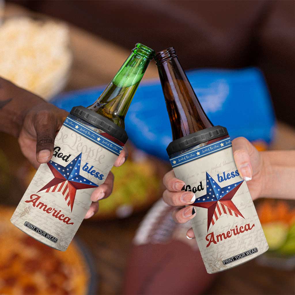 American Patriot Christian 4 in 1 Can Cooler Tumbler God Bless America TB09 Print Your Wear